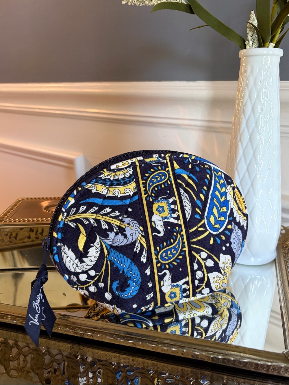 Vera Bradley Mirror Cosmetic Pouch-Ellie Blue